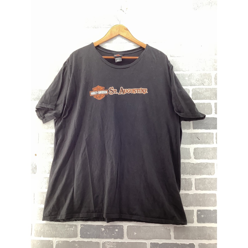 Harley-Davidson St Augustine FL Pirate Skeleton T-Shirt Mens 3XL Black Cotton - Picture 2 of 7